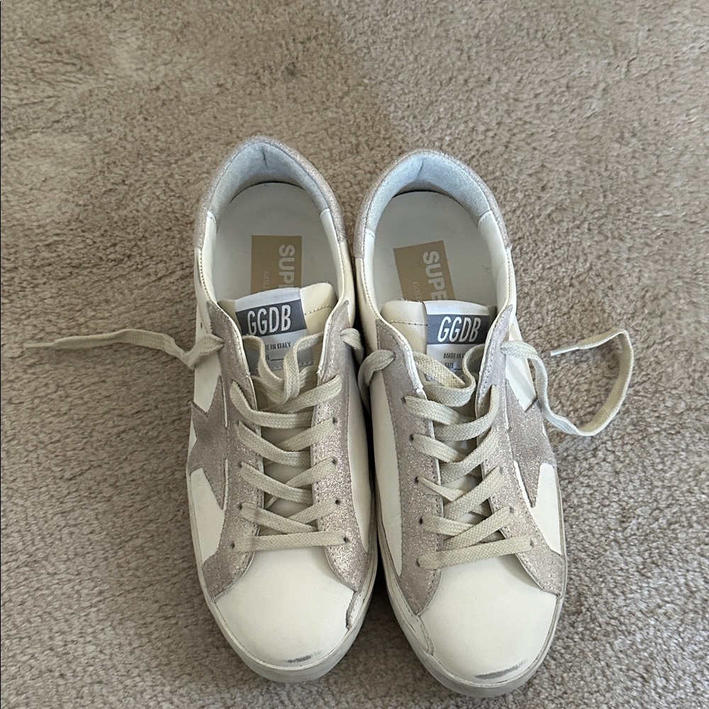 Golden Goose White and Gray Sneakers